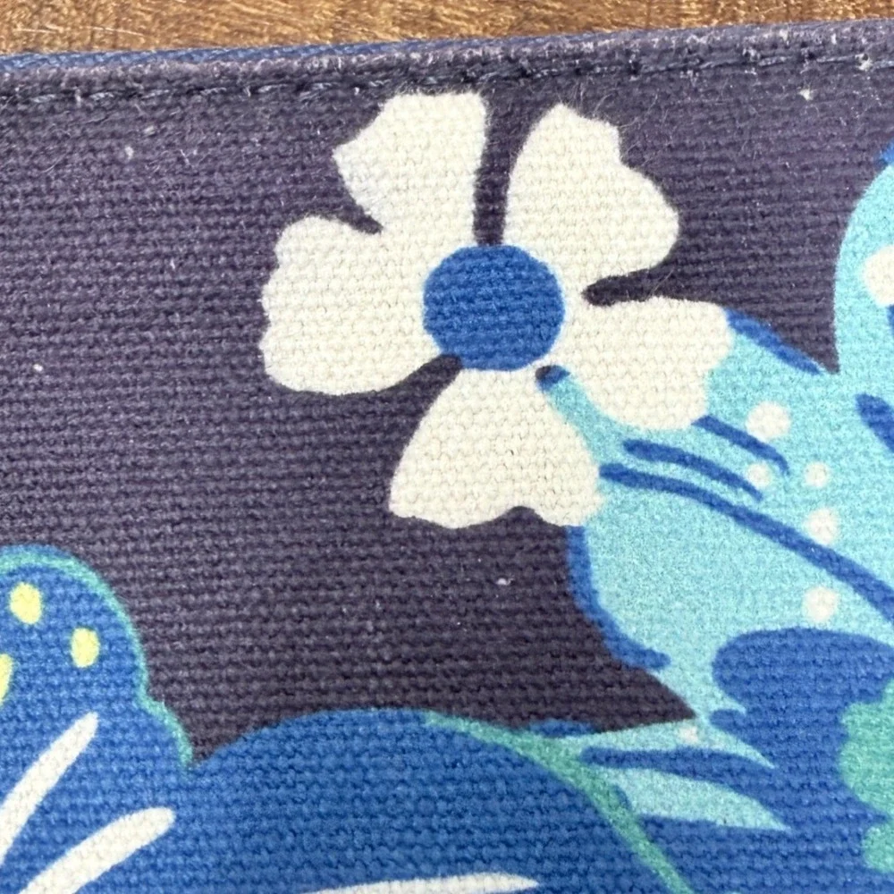 NWT‎ Vera Bradley Moonlight Garden Canvas Pencil Pouch 3 Ring Binder Case Blue